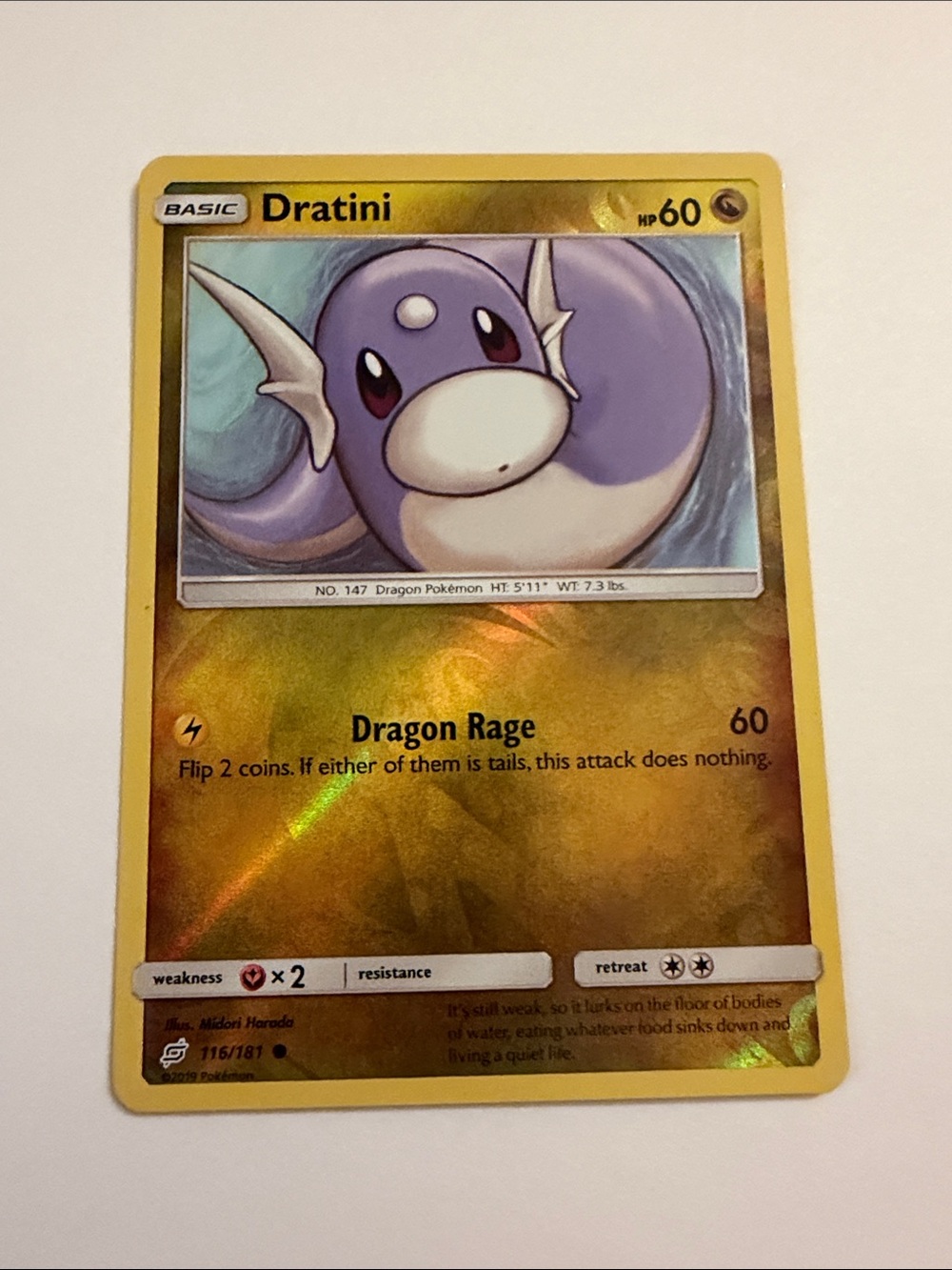 Reverse Pokemon Vintage Sun and Moon Team Up 116/181 Dratini
